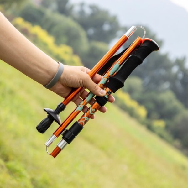 Bulk Custom Folding Aluminum Alloy Trekking Poles Outdoor Five-section Folding Hikking Poles - Image 7
