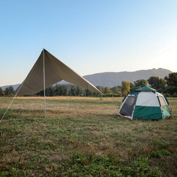 Manufacturer OEM Hexagonal Green Tent | Butterfly Shape Silver Coated Canopy - Image 3