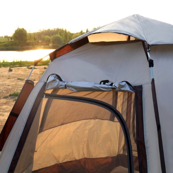 Factory-direct Bulk Camping Tents Set Glamping Oxford Cloth Single-Layer White Hexagonal Camping Tent | Square Vinyl Canopy - Image 5