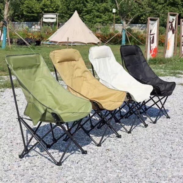 Factory Custom Camping Chair High Back Carbon Steel Oxford Cloth Moon Chair
